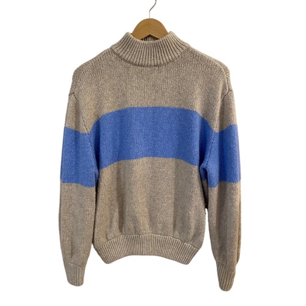 Aerie Blue and Tan Cowl Neck Sweater - Picture 2 of 4